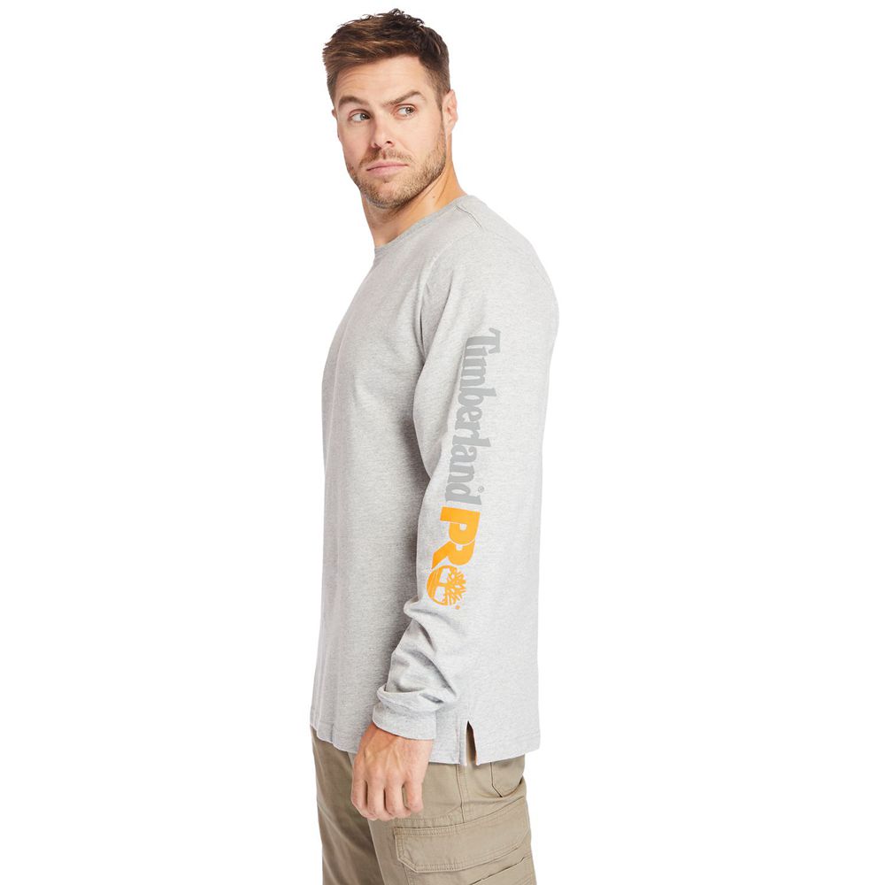 Timberland Mens T-Shirts PRO® Big & Tall Base Plate Long-Sleeve Wicking - Grey - India RO6204581